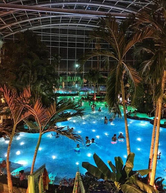 Bucharest: Therme Spa Night Experience with Transfer - Galaxy adds slides and a livelier mood